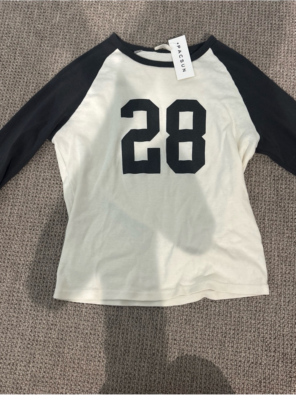 Pacsun Black & White Raglan Tee with '28' Graphic